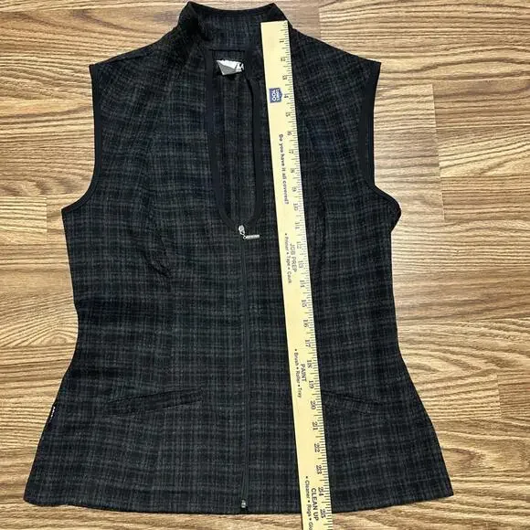 Arista Women’s Equestrian Riding Vest Black Gray Plaid Wool Size M Buckle - Picture 6 of 9